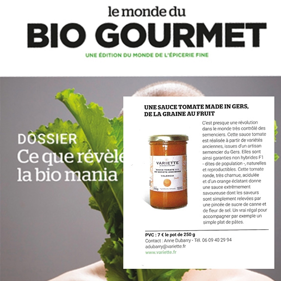 Variette dans le Monde du Bio gourmet Octobre 2019